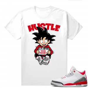 Fire Red 3s shirts  White Hustle Shoe Money