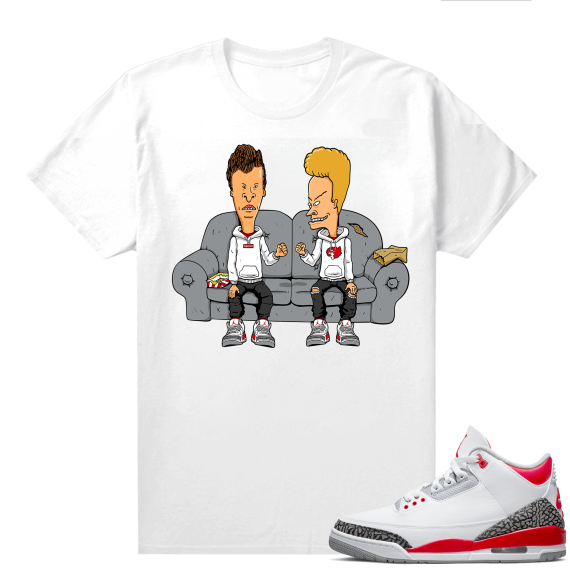 Fire Red 3s shirts  White Hype Beavis and Sneaker-Head