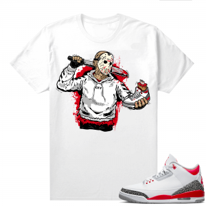 Fire Red 3s shirts  White Jason Cop