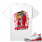 Fire Red 3s shirts  White Lil Durkio Paper Chasers