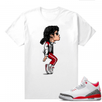 Fire Red 3s shirts  White MJ x AJ3