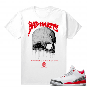 Fire Red 3s shirts  White Marcello Gior Bad Habits