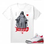 Fire Red 3s shirts  White Marcello Gior Blessed