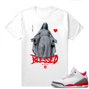 Fire Red 3s shirts  White Marcello Gior Blessed