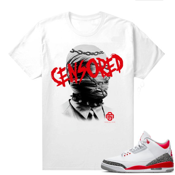 Fire Red 3s shirts  White Marcello Gior Censored