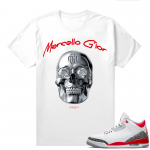 Fire Red 3s shirts  White Marcello Gior Diamond Eyes