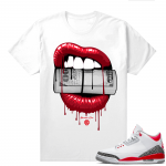 Fire Red 3s shirts  White Marcello Gior Money Talks