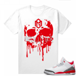 Fire Red 3s shirts  White Marcello Gior Skull Drip