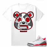 Fire Red 3s shirts  White Misunderstood Bear