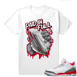 Fire Red 3s shirts  White Paid In Full