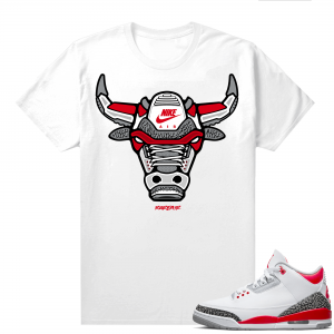 Fire Red 3s shirts  White Rare Air Fire Red Bull