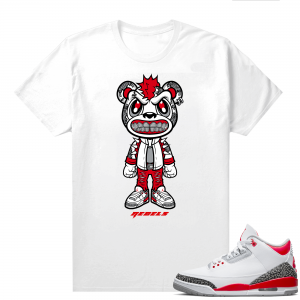 Fire Red 3s shirts  White Rebels Bear