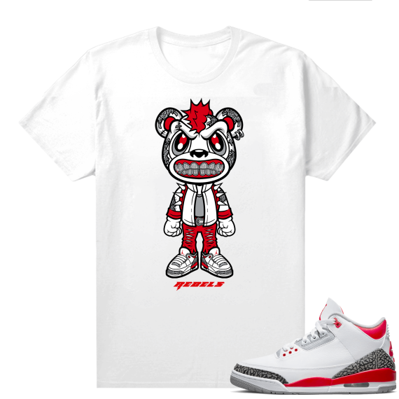 Fire Red 3s shirts  White Rebels Bear