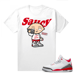 Fire Red 3s shirts  White Saucy