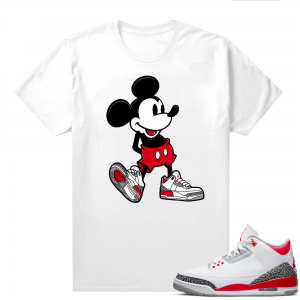 Fire Red 3s shirts  White Sneakerhead Mickey