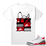 Fire Red 3s shirts  White Sneakerhead Snoopy