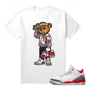 Fire Red 3s shirts  White Soulja Bear