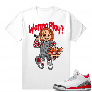 Fire Red 3s shirts  White Wanna Play