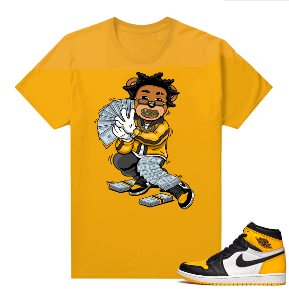 Jordan 1 Taxi Shirts  Yellow Gold Kodak Bear