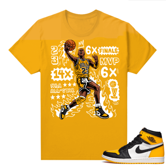 Jordan 1 Taxi Shirts  Yellow Gold MJ Flair