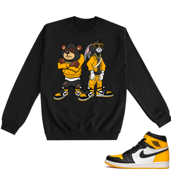 Jordan 1 Taxi  Crewneck Sweatshirt Black Big Steppas