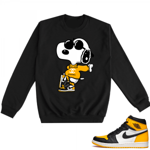 Jordan 1 Taxi  Crewneck Sweatshirt Black Fly Snoopy