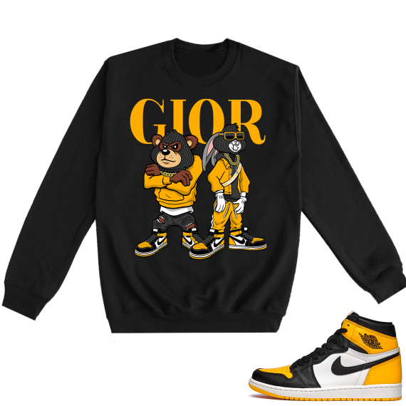 Jordan 1 Taxi  Crewneck Sweatshirt Black Gior Big Steppas