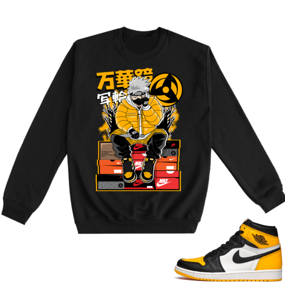 Jordan 1 Taxi  Crewneck Sweatshirt Black Kakashi Hype