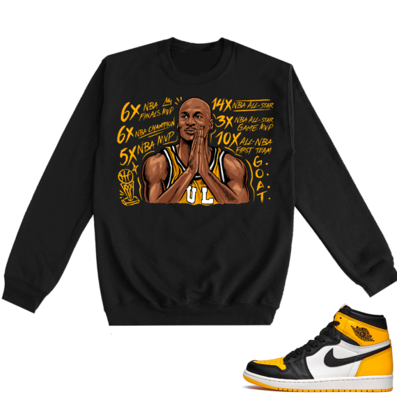 Jordan 1 Taxi  Crewneck Sweatshirt Black MJ Accolades