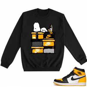 Jordan 1 Taxi  Crewneck Sweatshirt Black Sneakerhead Snoopy