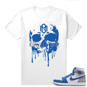 Jordan 1 True Blue shirts  Gior Skull Drip