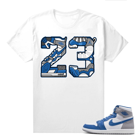 Jordan 1 True Blue shirts  White 23 Mashup