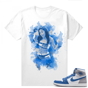 Jordan 1 True Blue shirts  White Aaliyah Watercolor