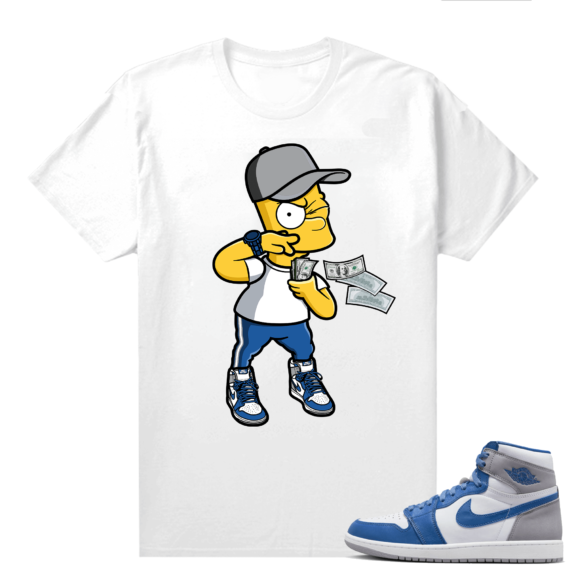 Jordan 1 True Blue shirts  White Bart Big Spender