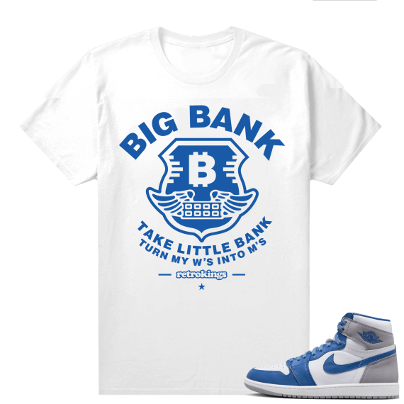 Jordan 1 True Blue shirts  White Big Bank