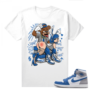 Jordan 1 True Blue shirts  White Bunny Slap