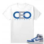 Jordan 1 True Blue shirts  White CEO