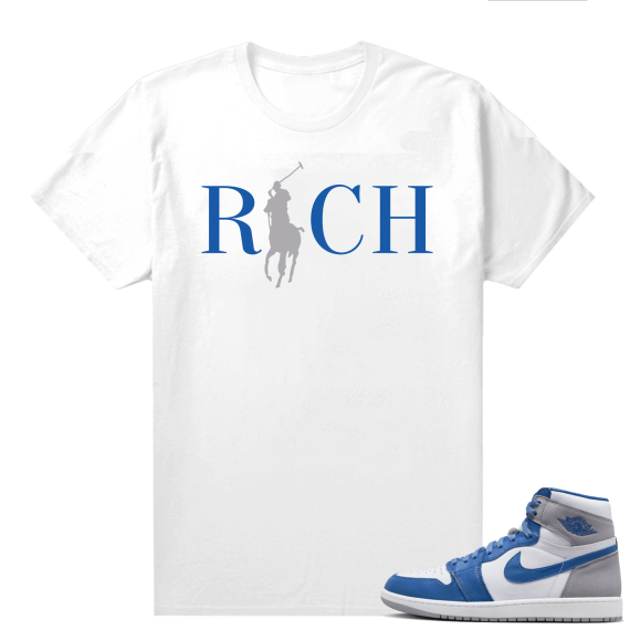 Jordan 1 True Blue shirts  White Country Club Rich