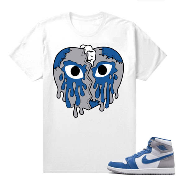 Jordan 1 True Blue shirts  White Crying Heart