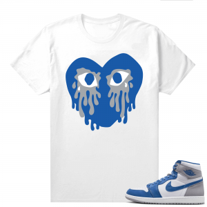 Jordan 1 True Blue shirts  White Crying Heart V1