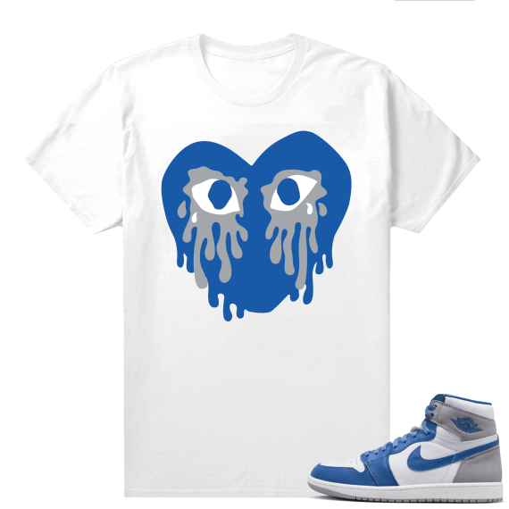 Jordan 1 True Blue shirts  White Crying Heart V1