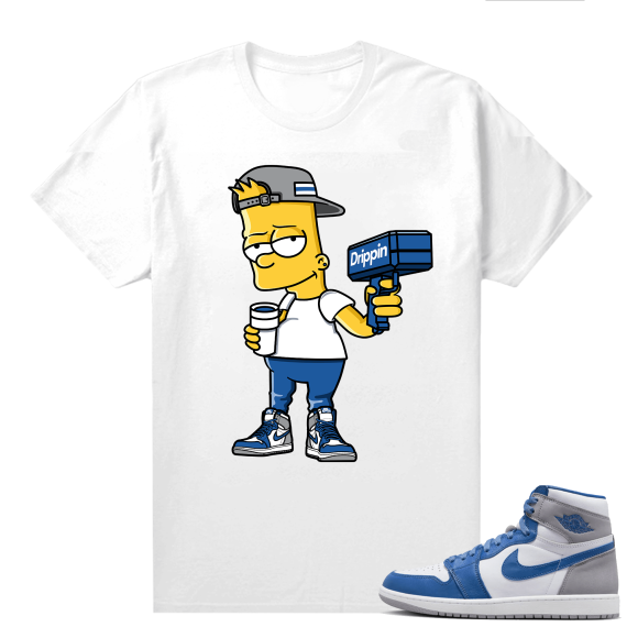 Jordan 1 True Blue shirts  White Drippy Bart