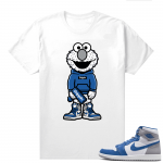 Jordan 1 True Blue shirts  White Drippy Elmo