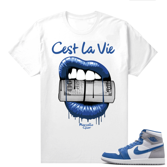 Jordan 1 True Blue shirts  White Gior C’est La Vie