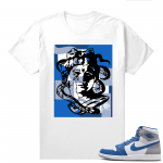 Jordan 1 True Blue shirts  White Gior Medusa