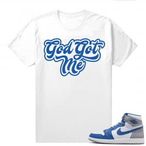 Jordan 1 True Blue shirts  White God Got Me