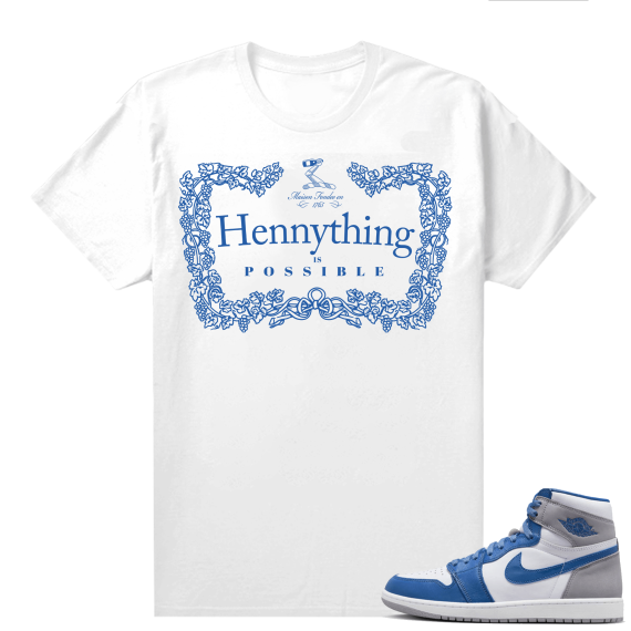 Jordan 1 True Blue shirts  White Hennything