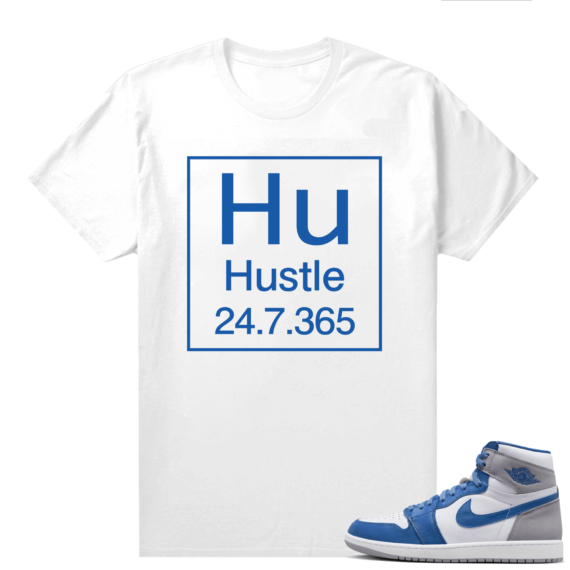 Jordan 1 True Blue shirts  White Hustle Element