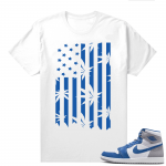 Jordan 1 True Blue shirts  White Kush Flag