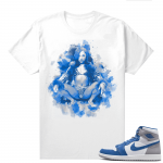 Jordan 1 True Blue shirts  White Lil Kim Watercolor